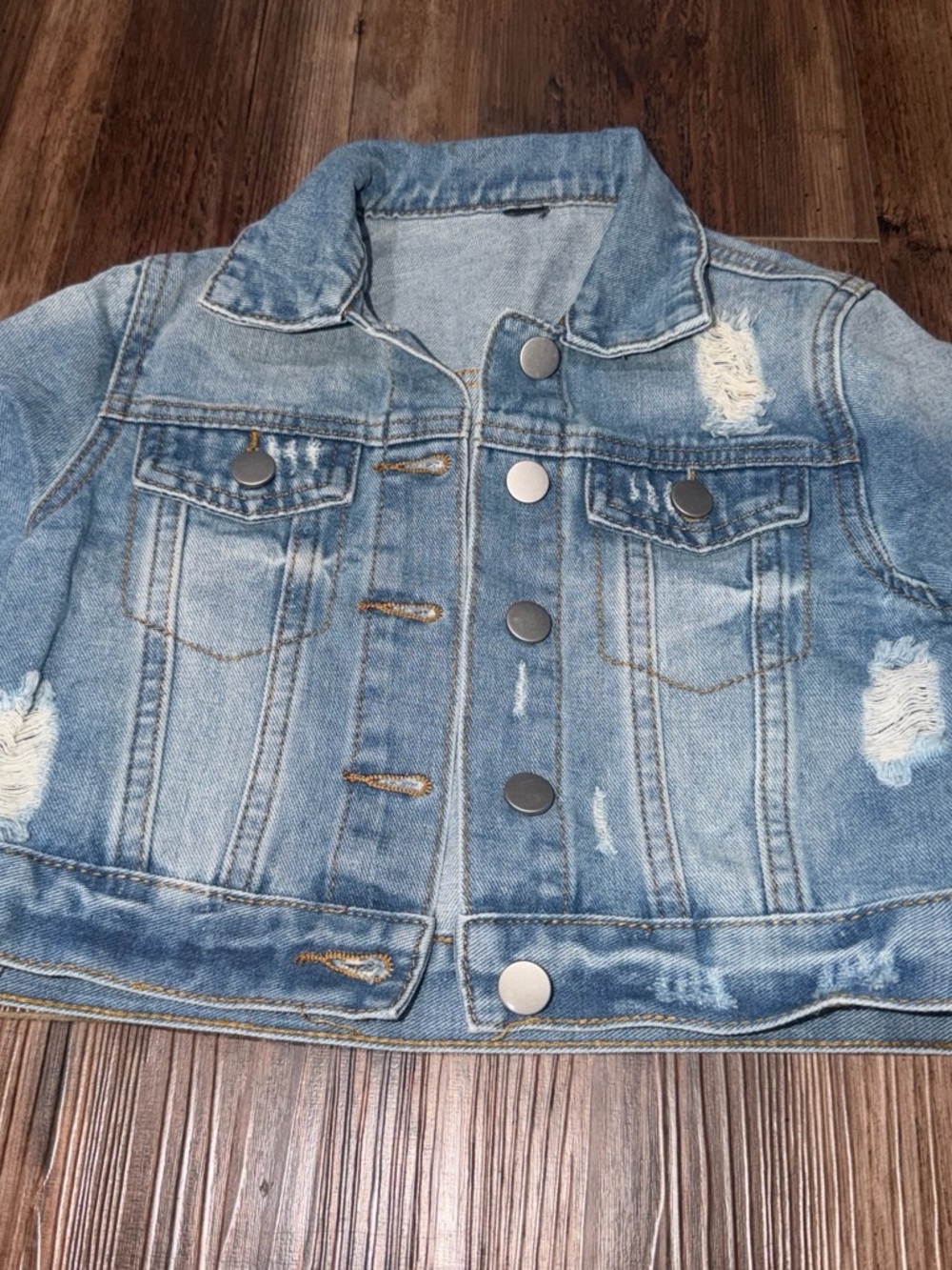 Kids Light Blue Distressed Denim Jacket
